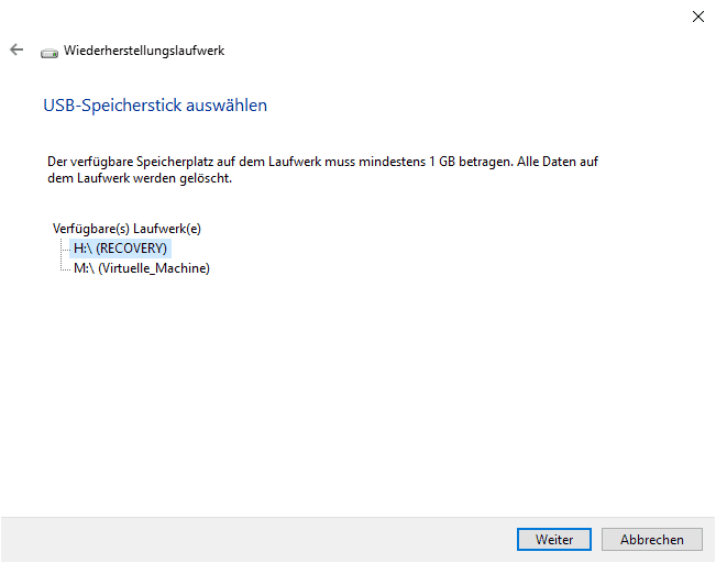 Windows Wiederherstellungslaufwerk
